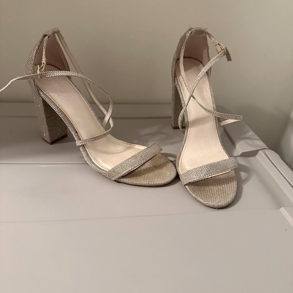 Gold sparkle heels